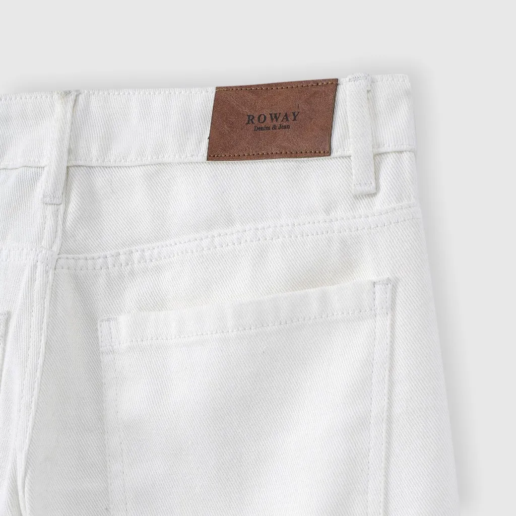 Ảnh Quần jean nam ROWAY, vải denim cotton, form suông | Jean suông trắng 3
