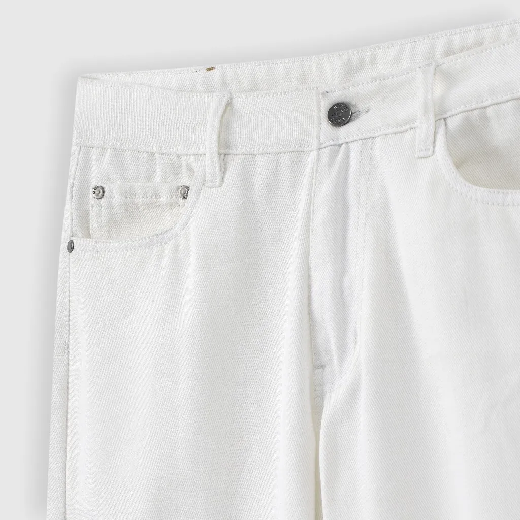 Ảnh Quần jean nam ROWAY, vải denim cotton, form suông | Jean suông trắng 4