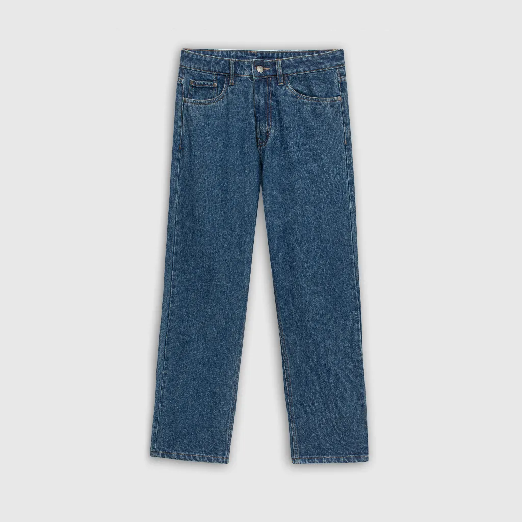 Ảnh Quần jean nam ROWAY, vải denim cotton, form suông | Jean xanh đậm 1