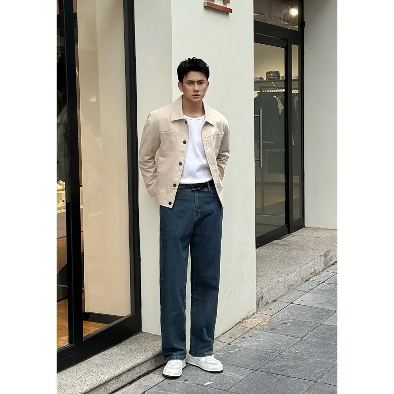 Ảnh Quần jean nam ROWAY, vải denim cotton, form suông | Jean xanh đậm 2