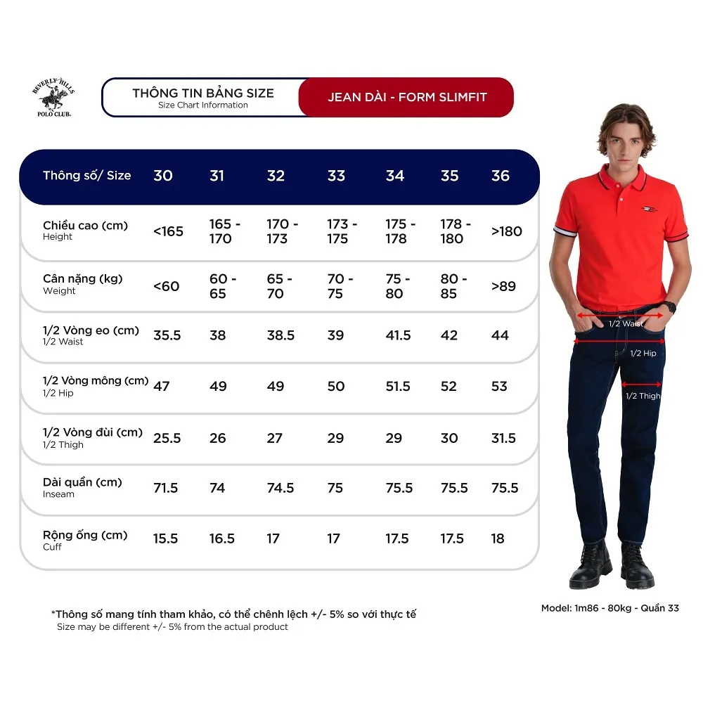 Ảnh Quần jean Nam Slim Fit Beverly Hills Polo Club -  QJSLS24V006 3
