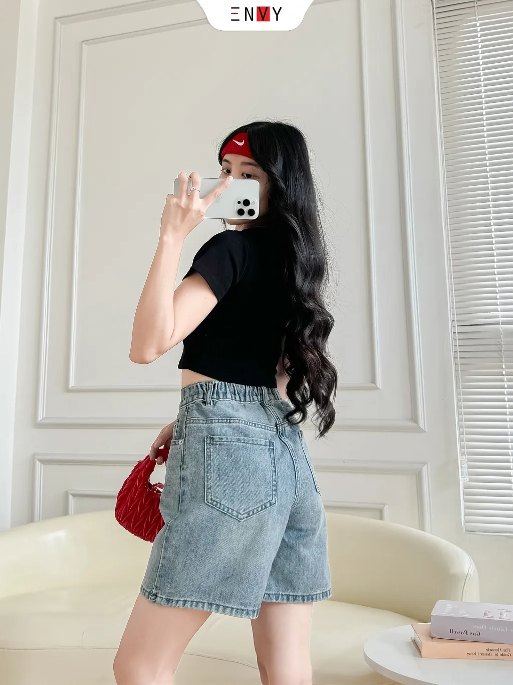 Ảnh Quần Jean Ngố Nữ Form Ống Chữ A, Jean vải mềm lưng thun sau ENVY JS58 2