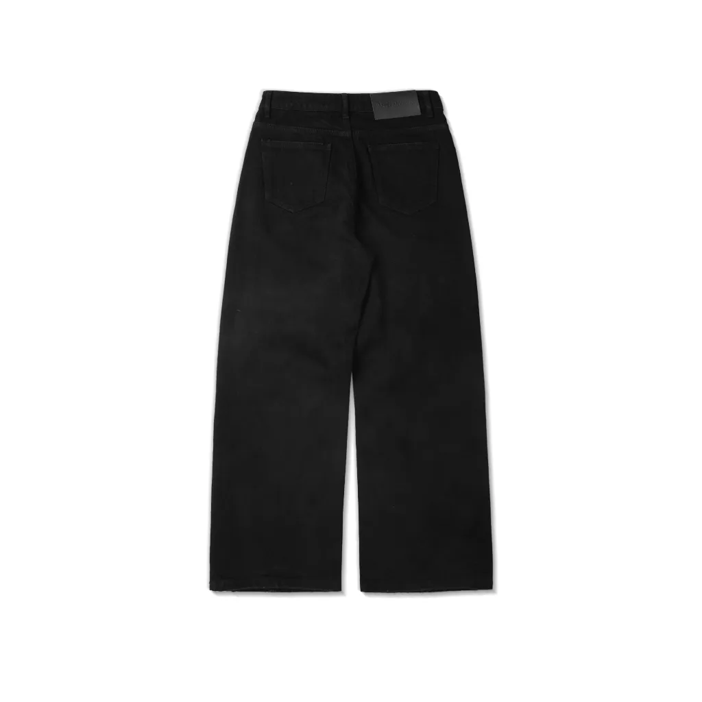 Ảnh Quần Jean Ống Rộng DAPPERANDMORE Washed Denim Pants - Solid Black 1