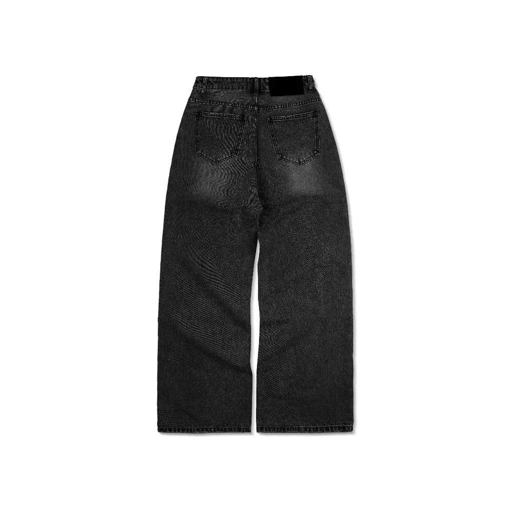 Ảnh Quần Jean Ống Rộng DAPPERANDMORE Washed Denim Pants - Black 2