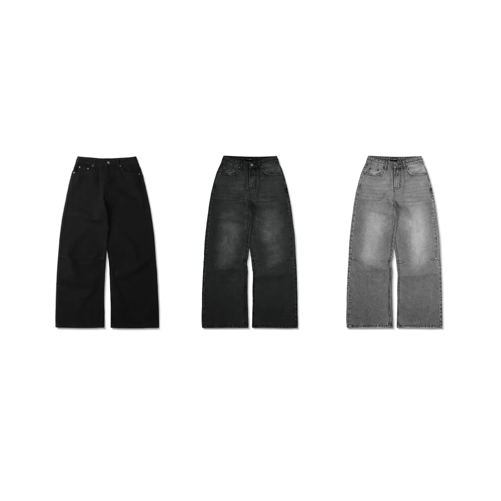 Ảnh Quần Jean Ống Rộng DAPPERANDMORE Washed Denim Pants - Black 3