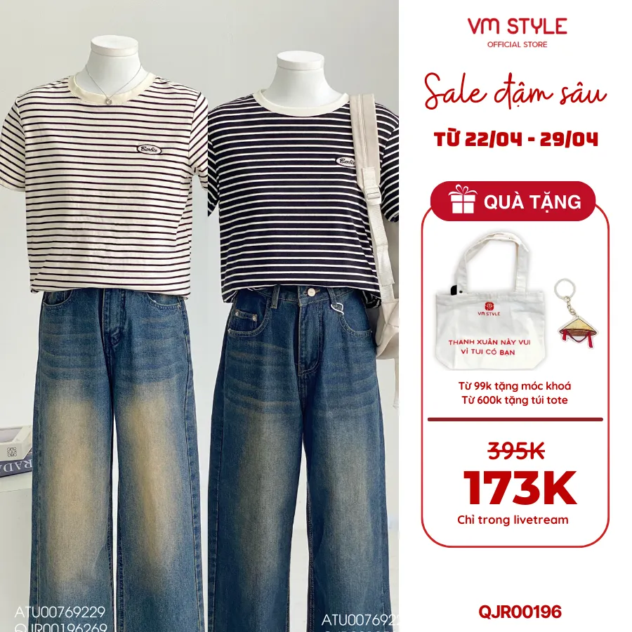 Ảnh Quần jean ống rộng denim nữ VMSTYLE cạp cao trơn túi sau rách kiểu basic đi học QJR00195 QJR00196 1