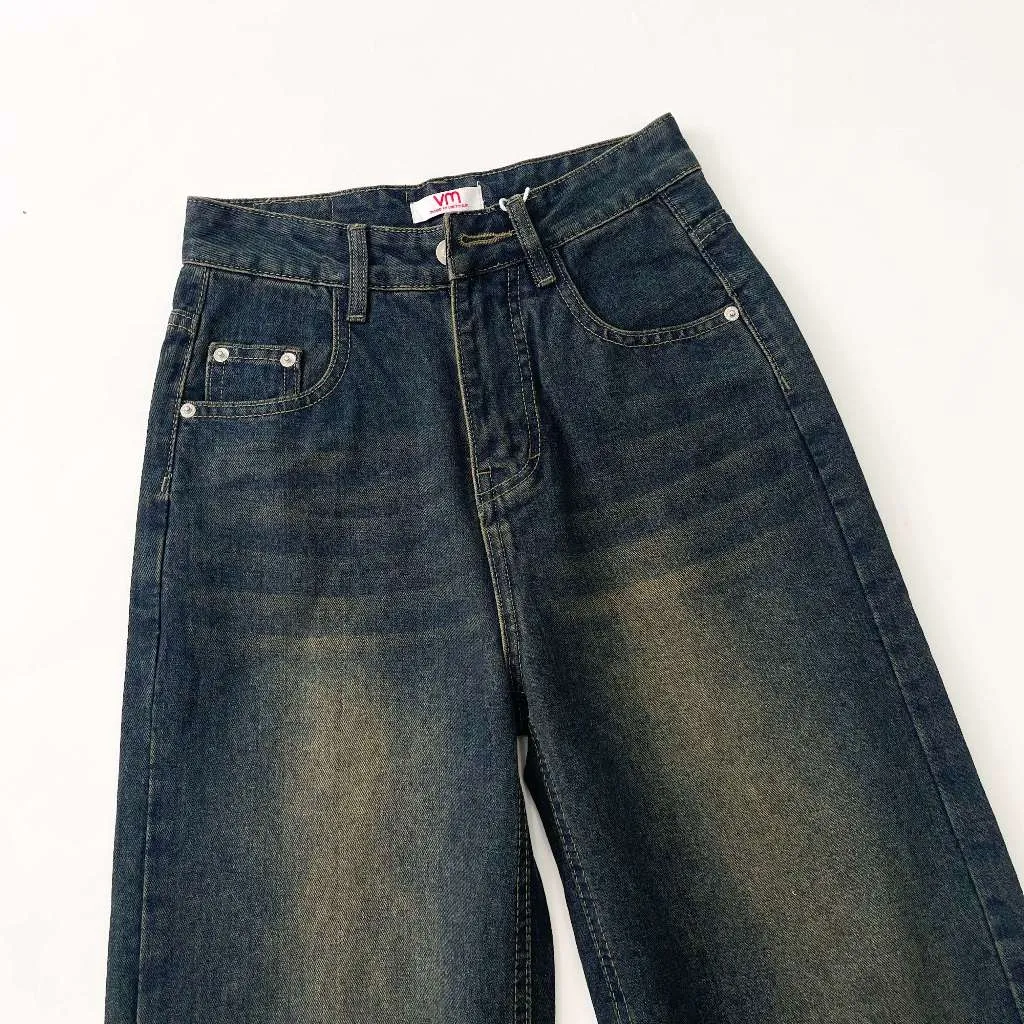 Ảnh Quần jean ống rộng denim nữ VMSTYLE cạp cao trơn túi sau rách kiểu basic đi học QJR00195 QJR00196 4