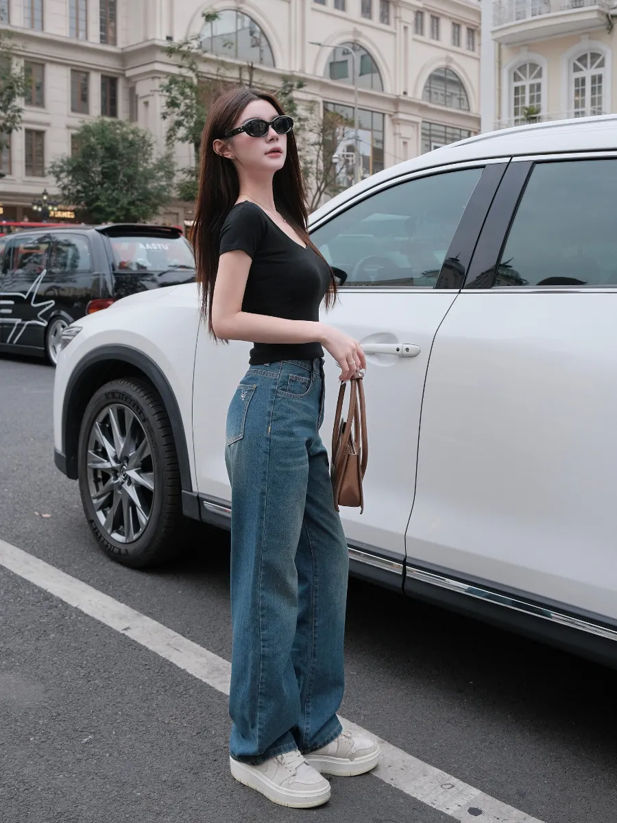 Ảnh Quần jean ống rộng nữ WASH màu cao cấp TiQi Jeans B2-320 2