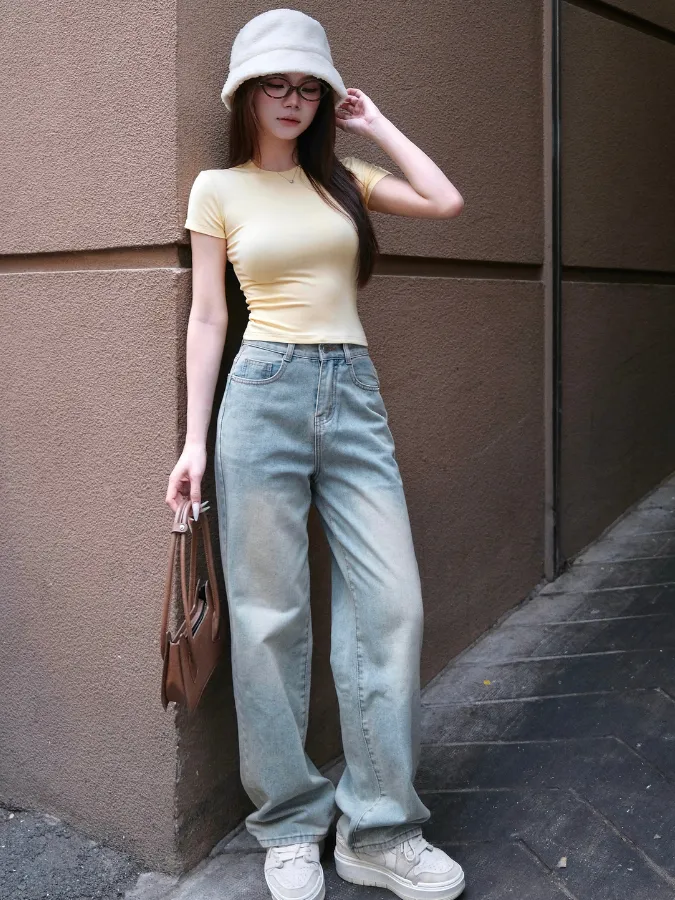 Ảnh Quần jean ống rộng nữ WASH màu cao cấp TiQi Jeans B2-320 3