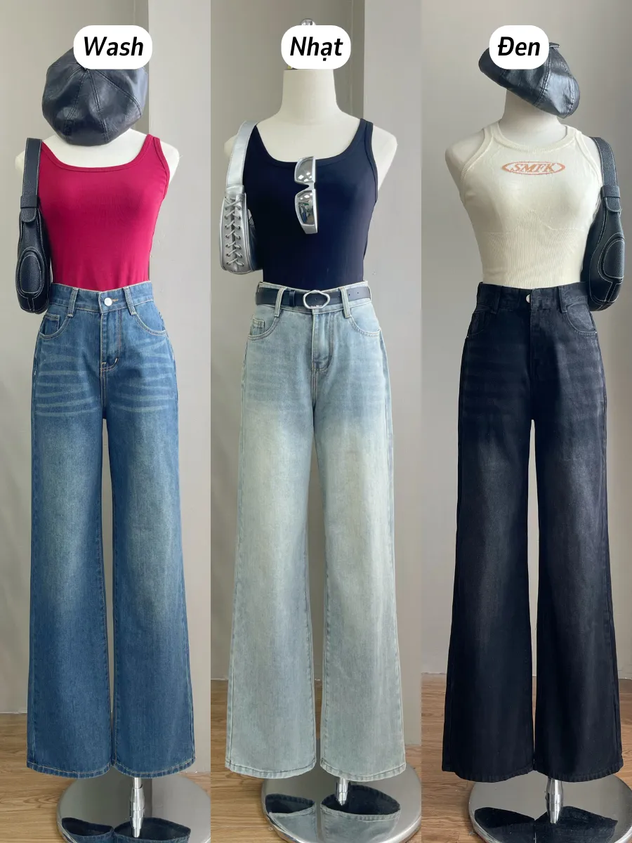Ảnh Quần jean ống rộng nữ WASH màu cao cấp TiQi Jeans B2-320 4