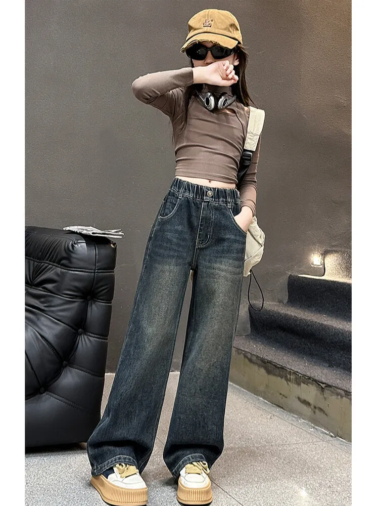 Ảnh Quần Jean Ống Rộng Phong Cách Thời Trang Cho Các Bé Gái Dưới 1m7 Quần Bò Ống Suông - Babimama - J106 2