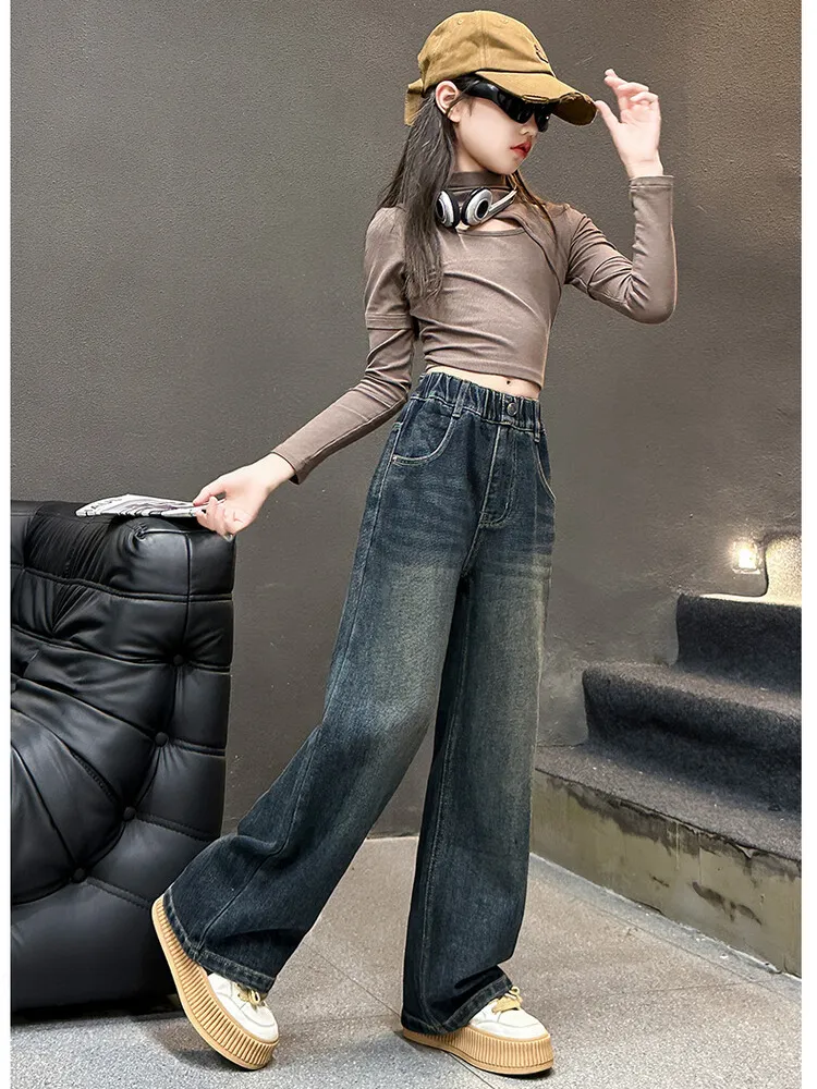 Ảnh Quần Jean Ống Rộng Phong Cách Thời Trang Cho Các Bé Gái Dưới 1m7 Quần Bò Ống Suông - Babimama - J106 3