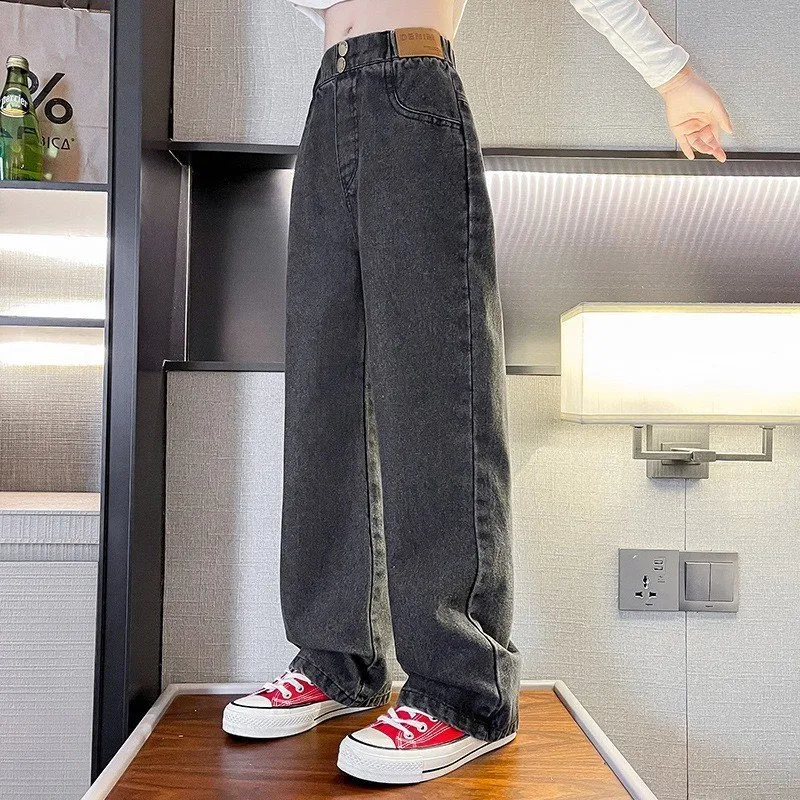 Ảnh Quần Jean Ống Rộng, Quần Bò Ống Xuông Phong Cách Thời Trang Cho Các Bé Gái Cao Dưới 1m7 - Babimama - J03 3