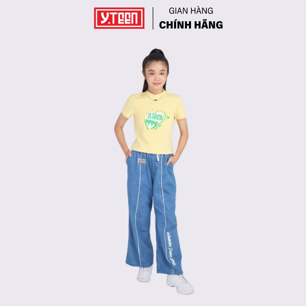 Ảnh Quần Jean Ống Rộng Wash Tua Siêu Mềm Cực Năng Động Cho Bé Gái Y.Teen Từ 37-62 KG EQX064-2 2
