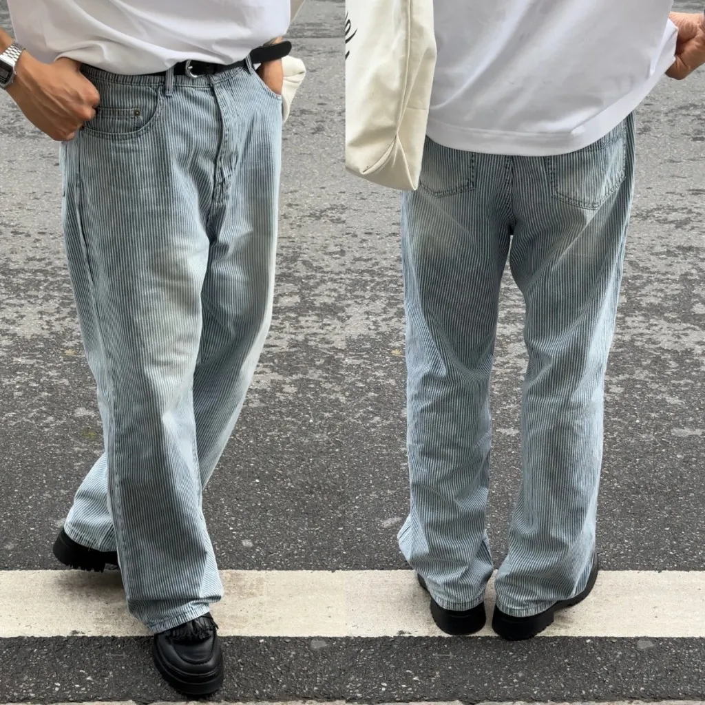 Ảnh Quần Jean Ống Suông PEALO Kẻ Sọc Form Straight Leg 2