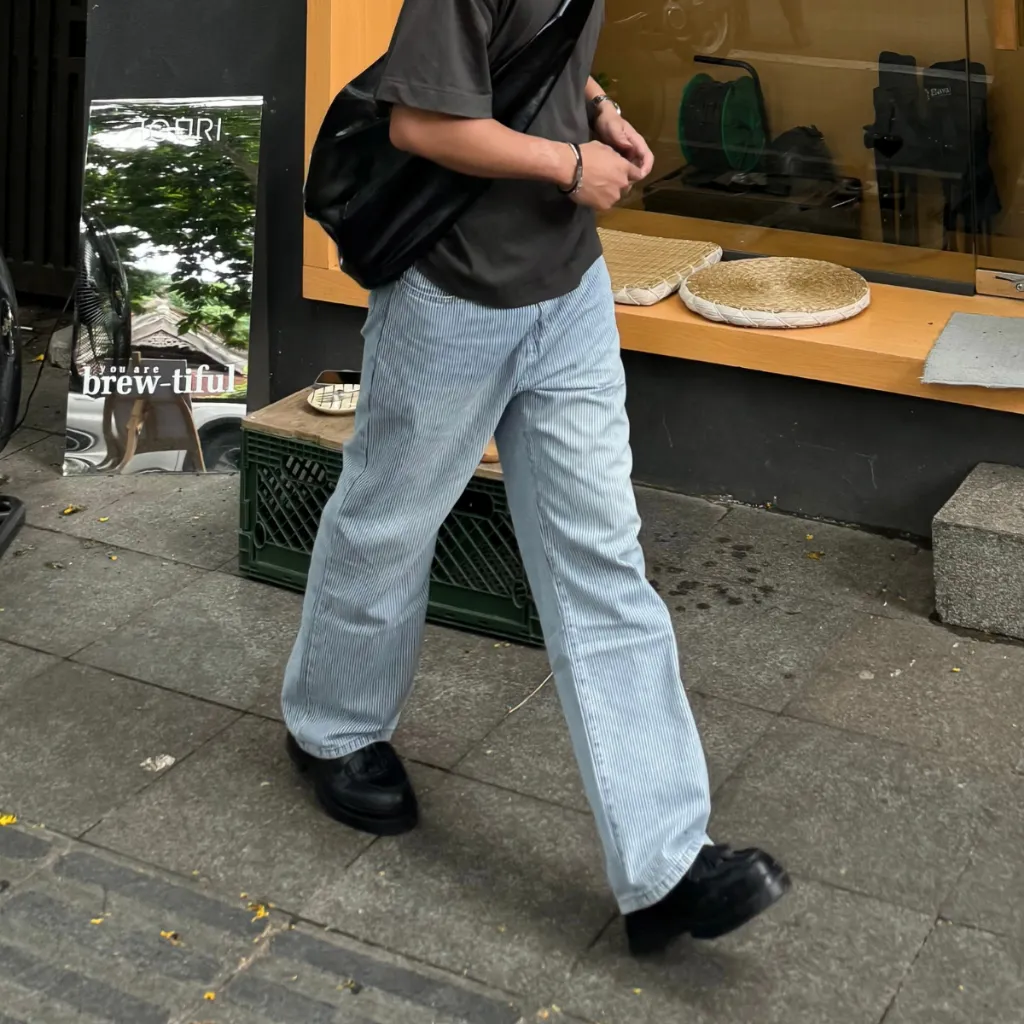 Ảnh Quần Jean Ống Suông PEALO Kẻ Sọc Form Straight Leg 3