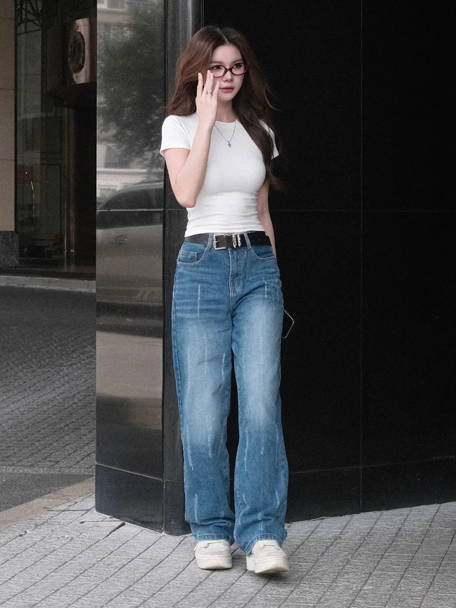 Ảnh Quần jean ống suông xước TiQi Jeans B2335 1