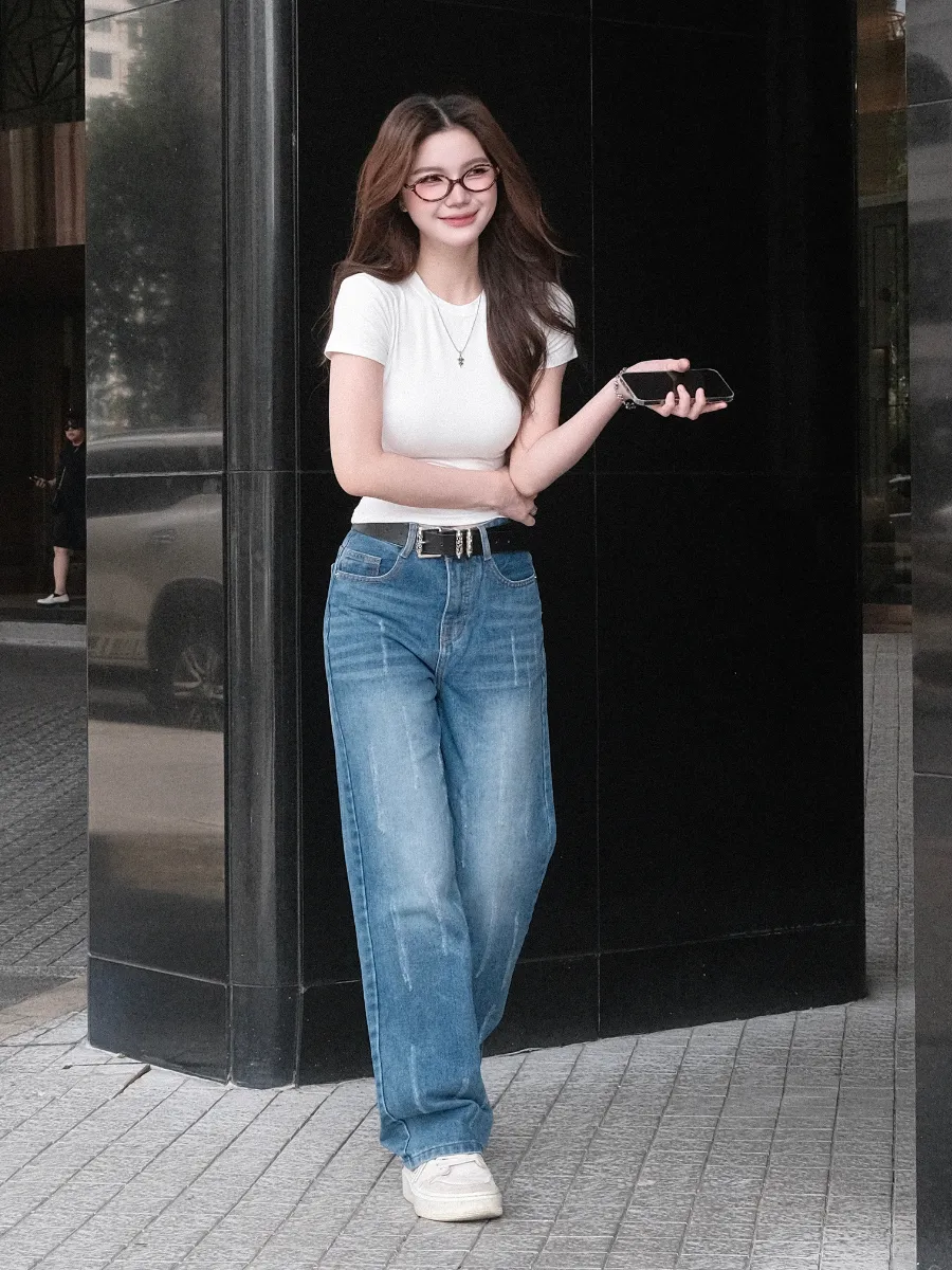 Ảnh Quần jean ống suông xước TiQi Jeans B2335 2