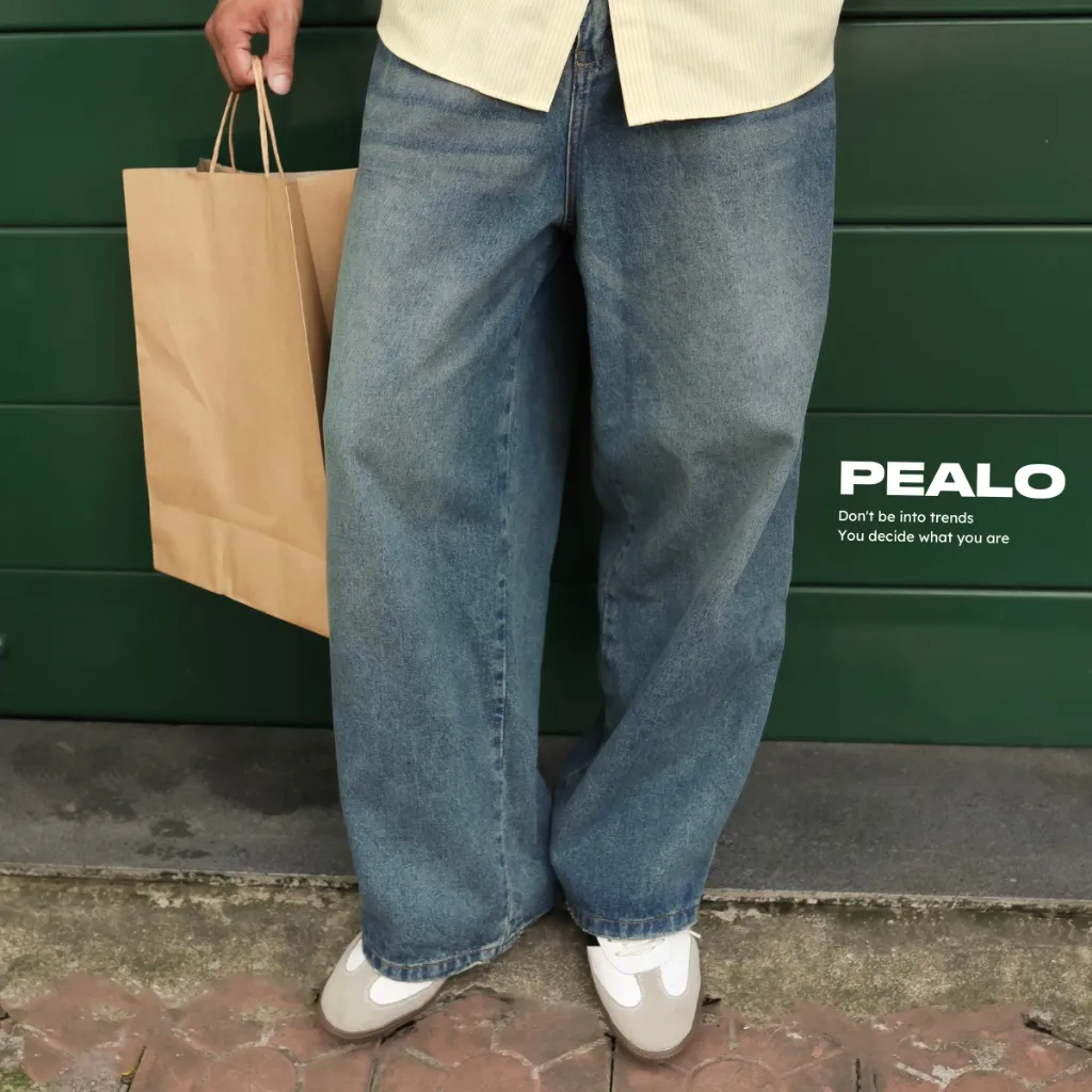 Ảnh Quần Jean PEALO Unisex Form rộng chất liệu Jeans cotton thoải mái 3