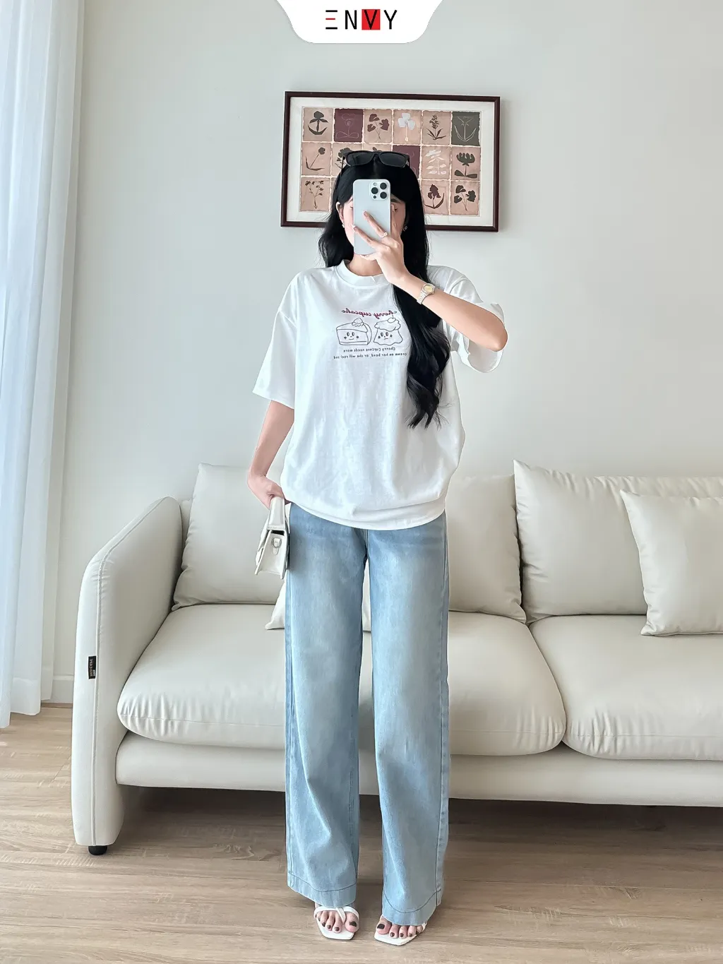 Ảnh Quần Jean Suông Dáng Dài Nữ Bản Lai To Chất Mềm ENVY J174 1