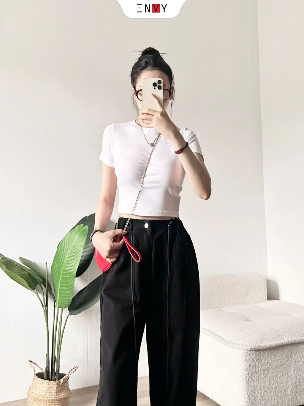 Ảnh Quần Jean Suông Nữ Rộng Dáng Dài Lưng Thun Sau ENVY J160 4