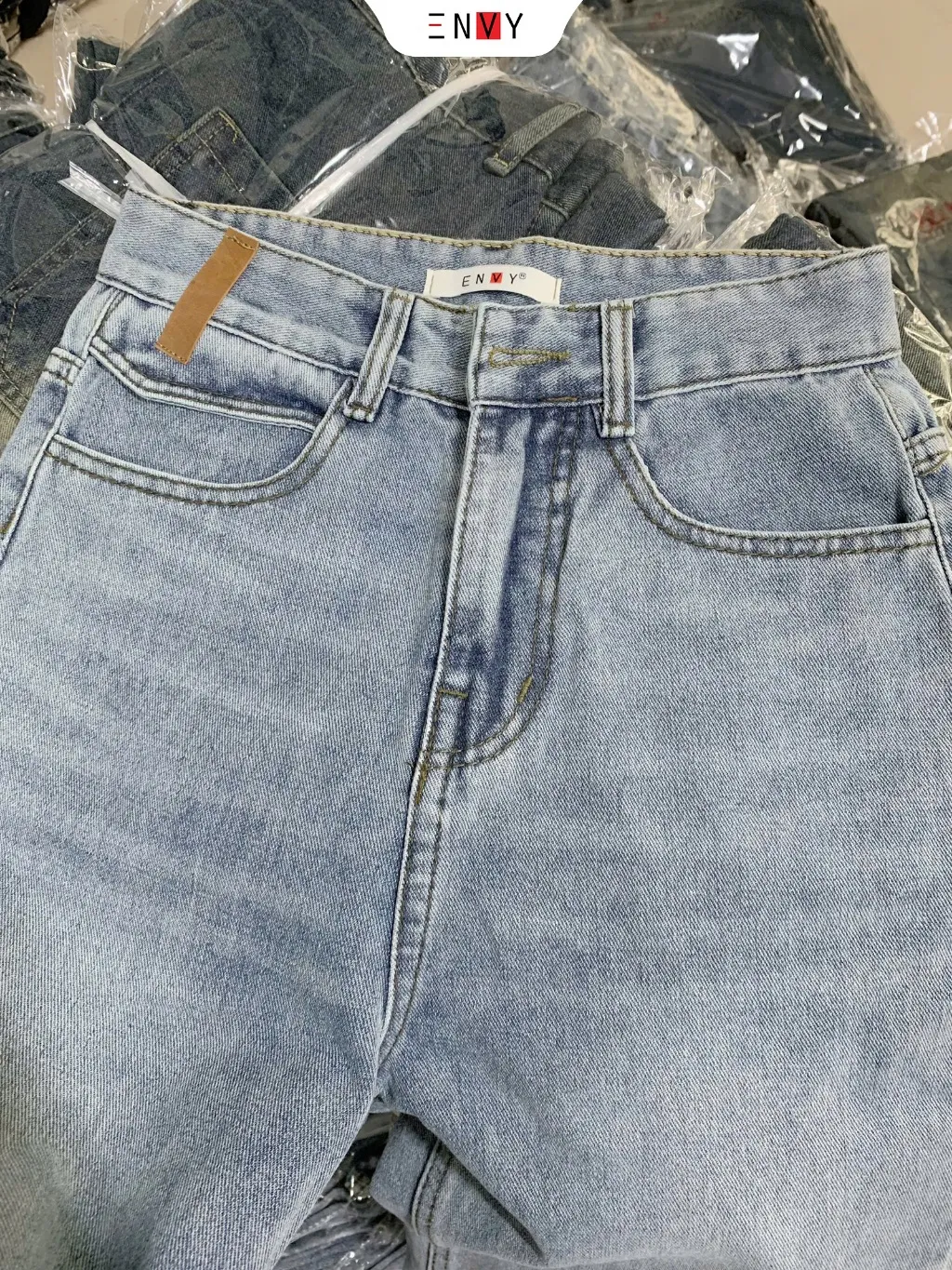 Ảnh Quần Jean Suông Vải Mềm Dáng Ngắn (93cm) Bản Lai To ENVY J171 4