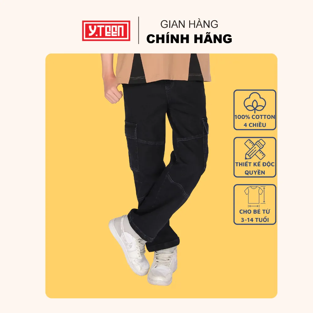 Ảnh Quần Jean Túi Hộp 2 Màu Cho Bé Trai Từ 37-62KG, Từ 10-16 Tuổi Vải Cotton Mềm Thoải Mái EQY019-4 1