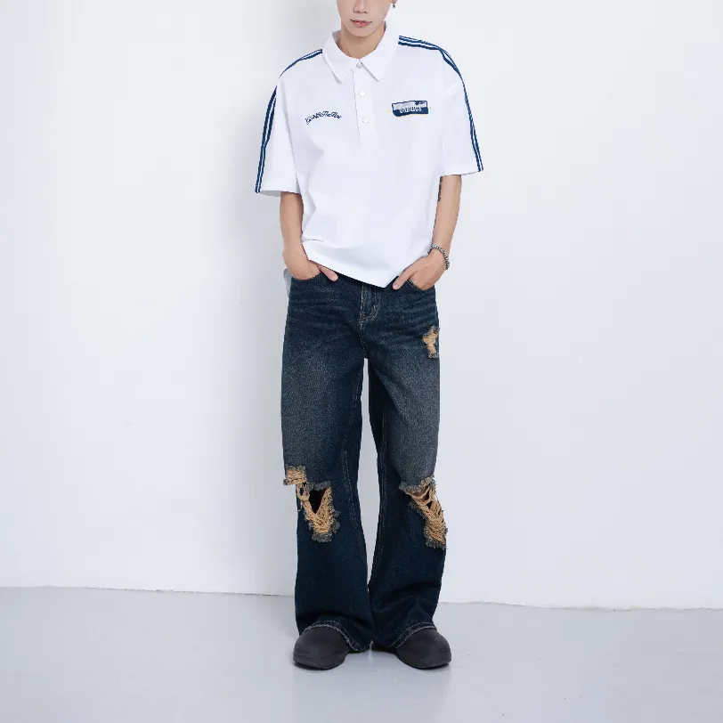 Ảnh Quần Jeans Candles Denim Knee Blow-out Wide Leg Unisex 3