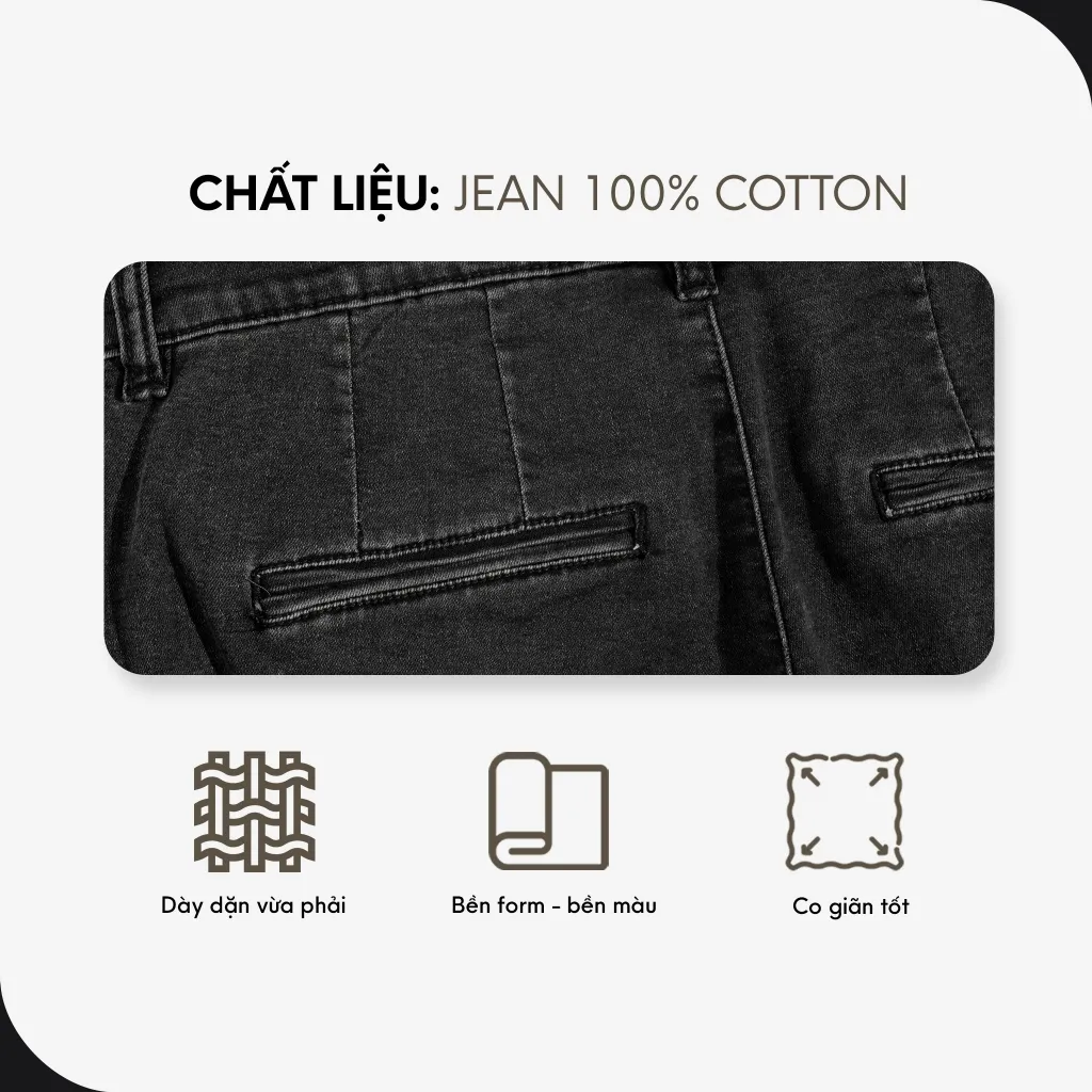 Ảnh Quần Jeans Dài Nam Cao Cấp Form Quần Trousers 01 Thoải Mái 3 Màu  BY COTTON 3
