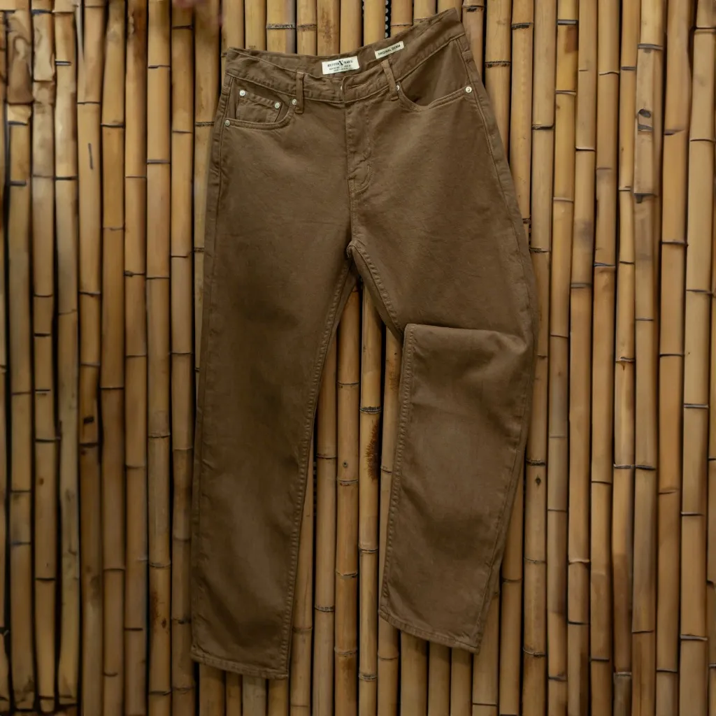 Ảnh Quần Jeans Dài Nam Màu Nâu Mộc Nhuộm Đặc Biệt JustMen D55 Form Carrot Fit Co Giãn Thời Thượng 1