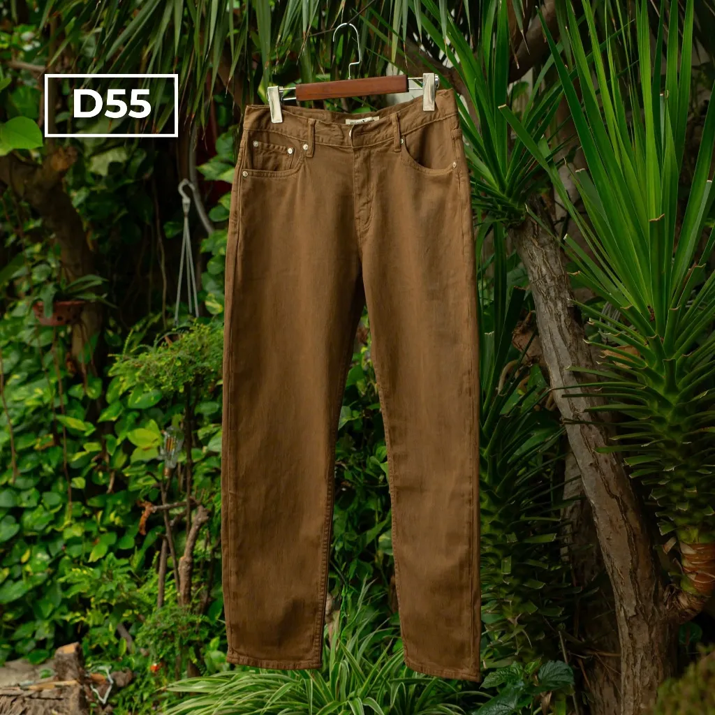 Ảnh Quần Jeans Dài Nam Màu Nâu Mộc Nhuộm Đặc Biệt JustMen D55 Form Carrot Fit Co Giãn Thời Thượng 2