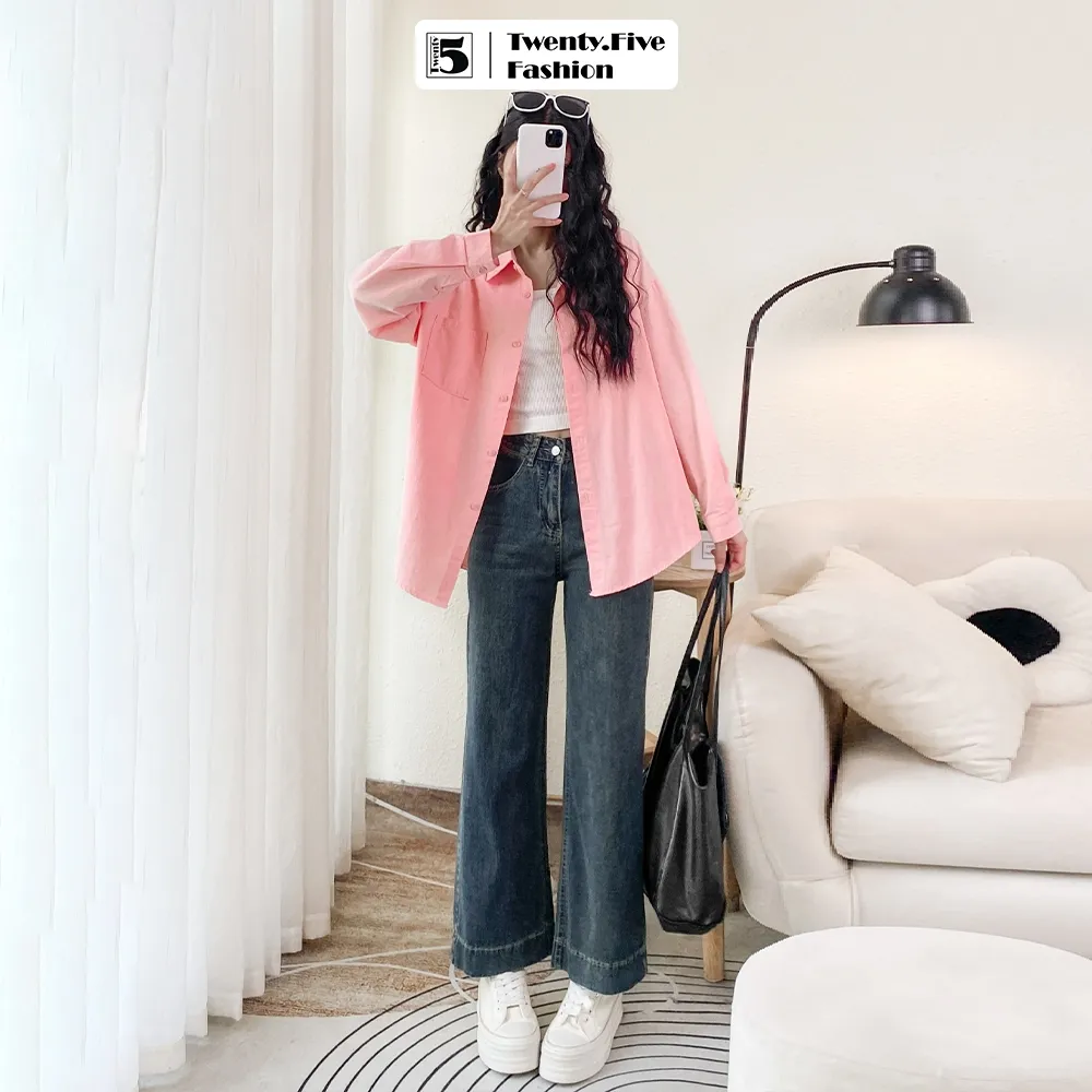 Ảnh Quần jeans nữ Twentyfive ống đứng mài đùi cạp cao tôn dáng 5706 1