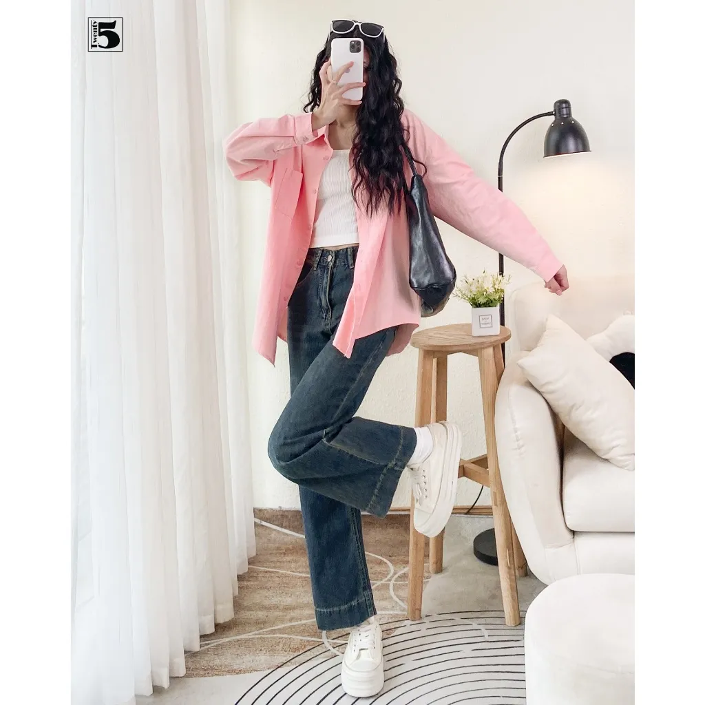 Ảnh Quần jeans nữ Twentyfive ống đứng mài đùi cạp cao tôn dáng 5706 2
