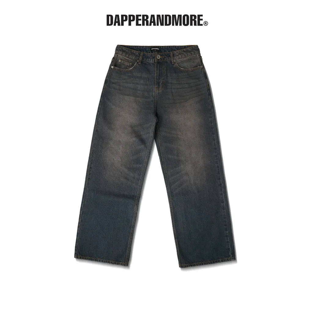 Ảnh Quần Jeans Ống Rộng DAPPERANDMORE Wide-Leg Washed Denim Pants - Xanh Đậm 1