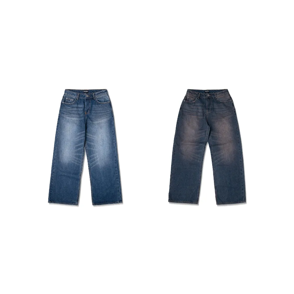 Ảnh Quần Jeans Ống Rộng DAPPERANDMORE Wide-Leg Washed Denim Pants - Xanh Đậm 3