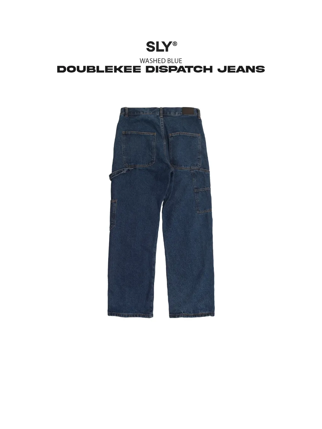 Ảnh Quần Jeans ống suông SLY Double Knee Washed Blue 4