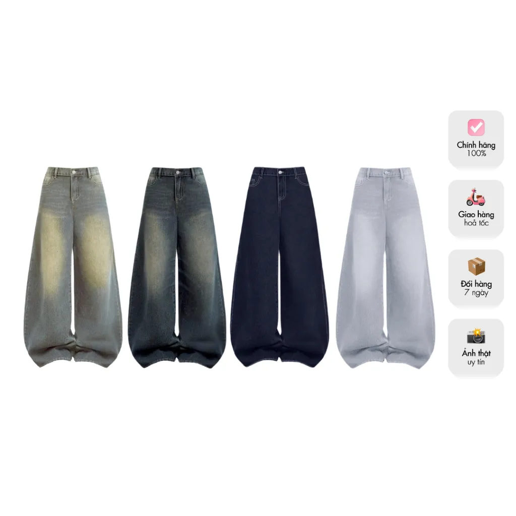 Ảnh Quần Jeans wash 𝐊𝐢𝐥𝐥𝐬𝐲𝐬𝐭𝐞𝐦 ống rộng Mountain quần bò wash màu unisex thời trang nam nữ 1