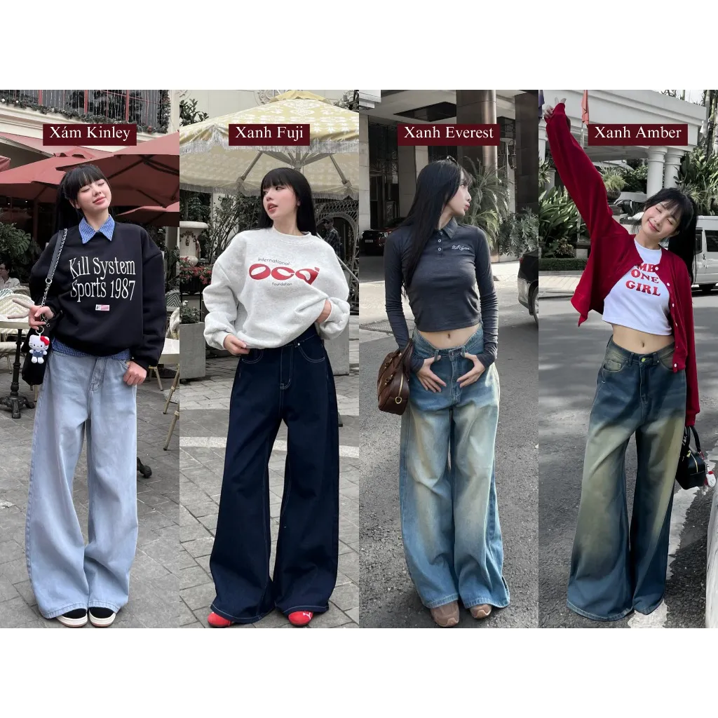 Ảnh Quần Jeans wash 𝐊𝐢𝐥𝐥𝐬𝐲𝐬𝐭𝐞𝐦 ống rộng Mountain quần bò wash màu unisex thời trang nam nữ 2
