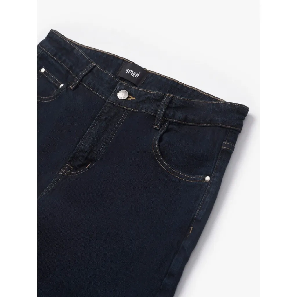 Ảnh Quần Jeans Xanh Đậm Wash Cát Form Straight 4MEN QJ095 Menswear Pants 2