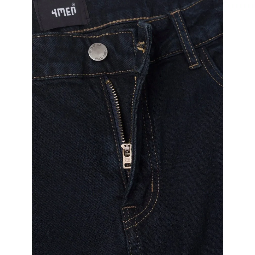 Ảnh Quần Jeans Xanh Đậm Wash Cát Form Straight 4MEN QJ095 Menswear Pants 4