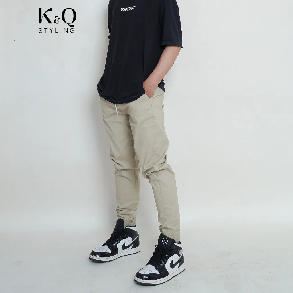 Ảnh Quần jogger kaki co giãn KQSTYLING premium Kem Vàng nhạt 3