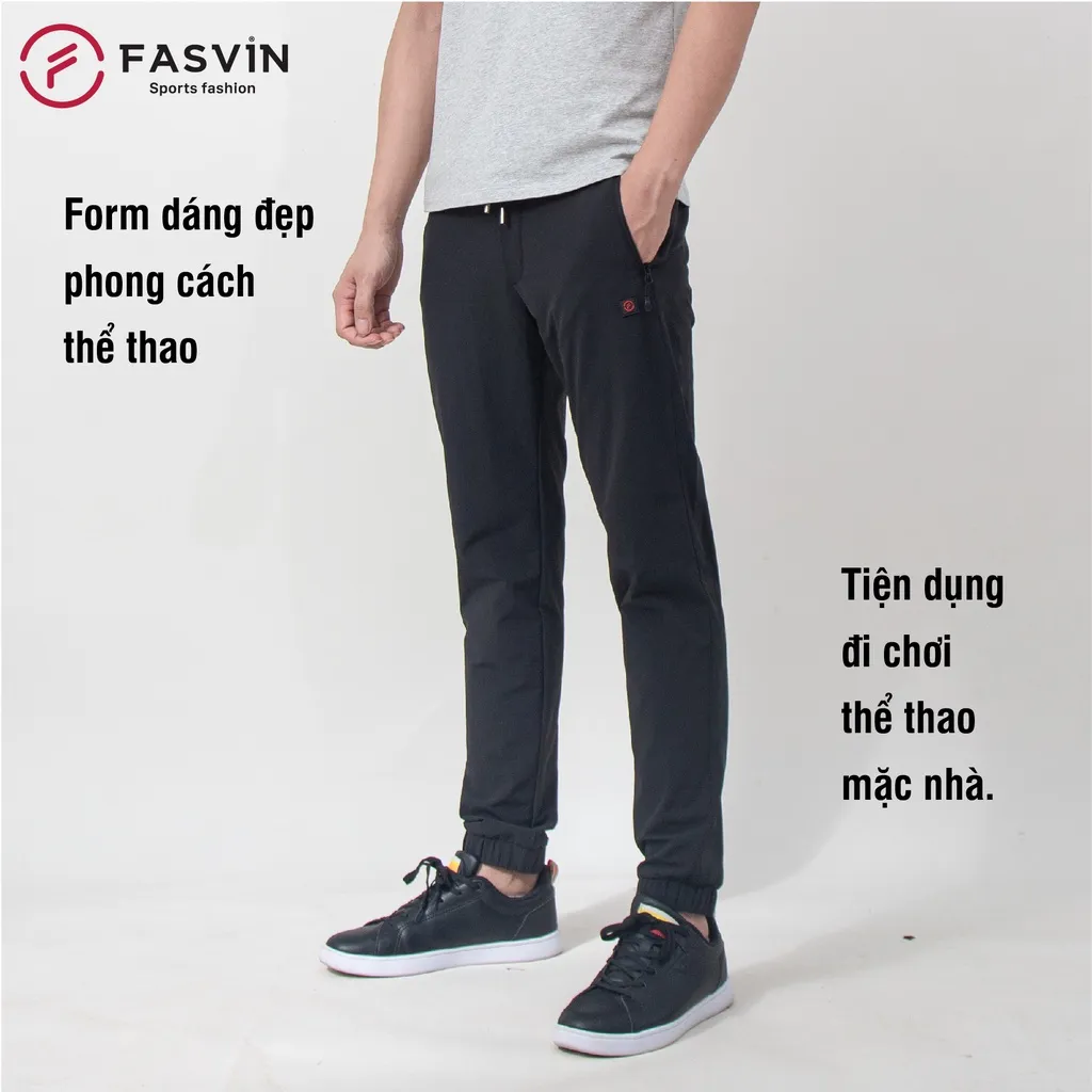 Ảnh Quần Jogger Nam 01 lớp FASVIN Chất Vải Gió Cao Cấp, Thể Thao Khoẻ Khoắn, Cạp Chun Vận Động Thoải Mái DC20424.HN 4