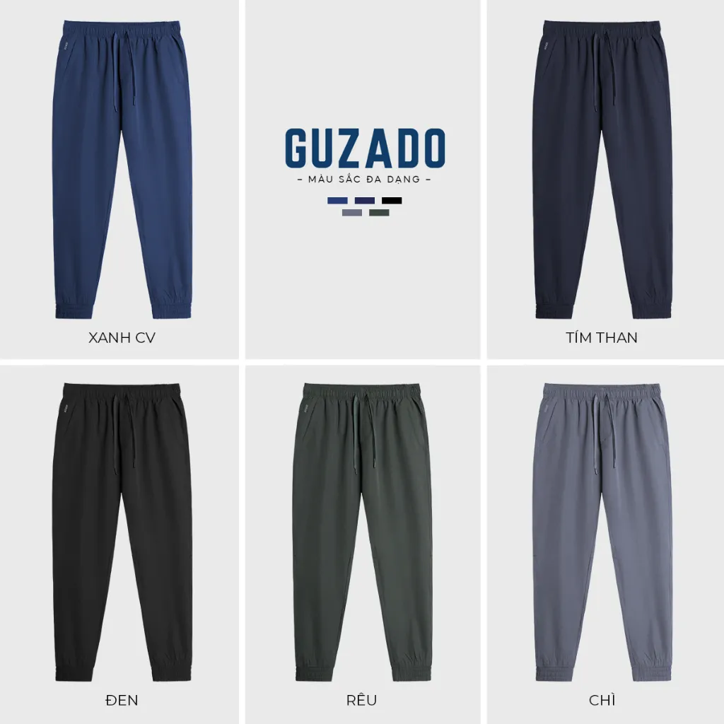 Ảnh Quần Jogger Nam GUZADO Chất Vải Gió Cao Cấp, Thể Thao Khỏe Khoắn, Cạp Chun Vận Động Thoải Mái GDC02. 2