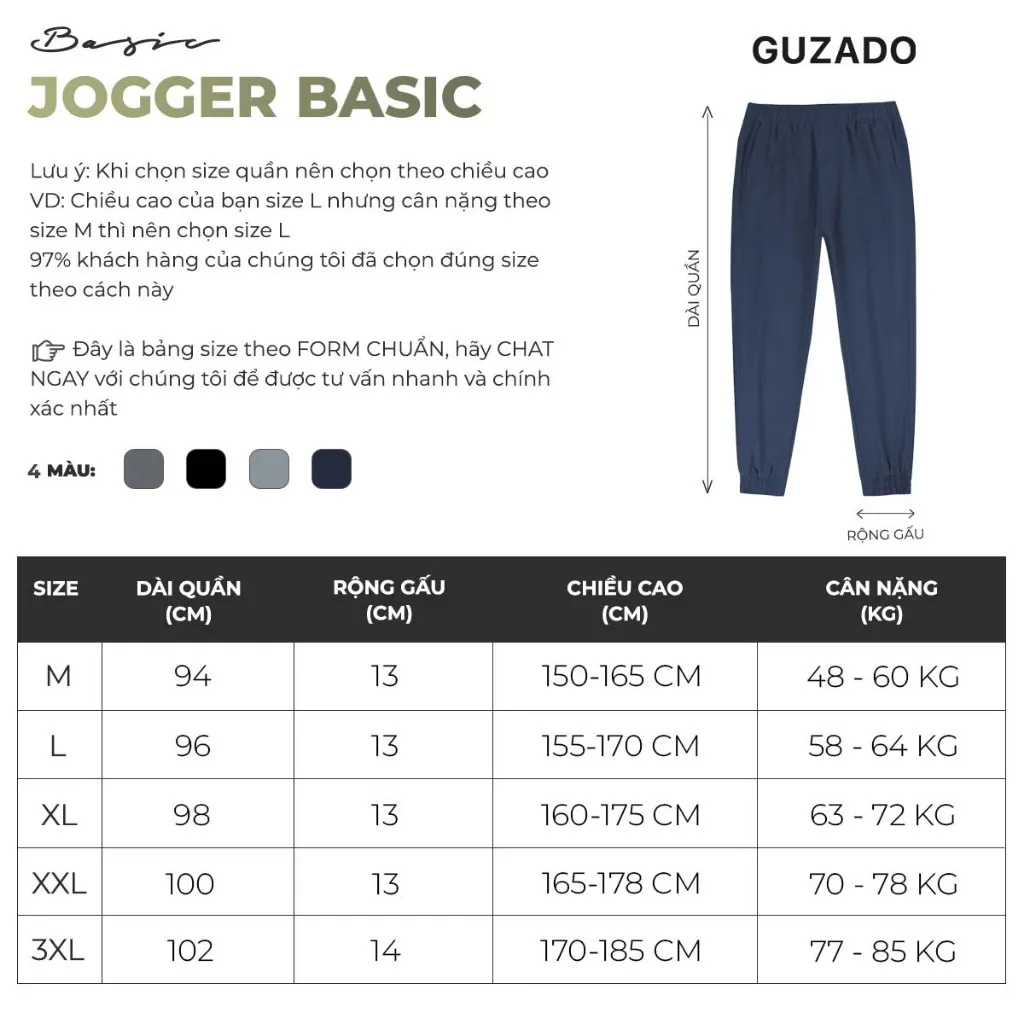 Ảnh Quần Jogger Nam GUZADO Chất Vải Gió Cao Cấp, Thể Thao Khỏe Khoắn, Cạp Chun Vận Động Thoải Mái GDC02. 3