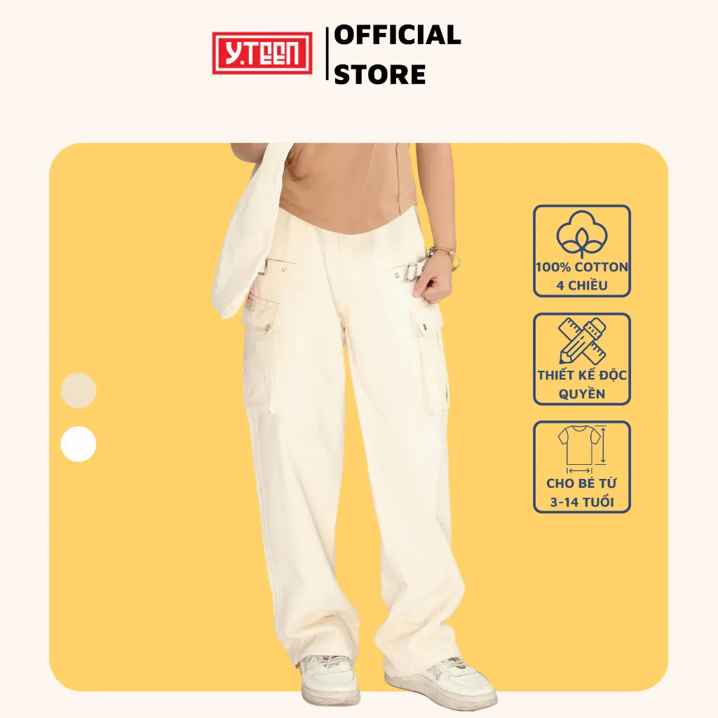 Ảnh Quần kaki bé gái size đại 35-62 KG YTEEN - EQX029-3, quần dài ống rộng lưng thun 3