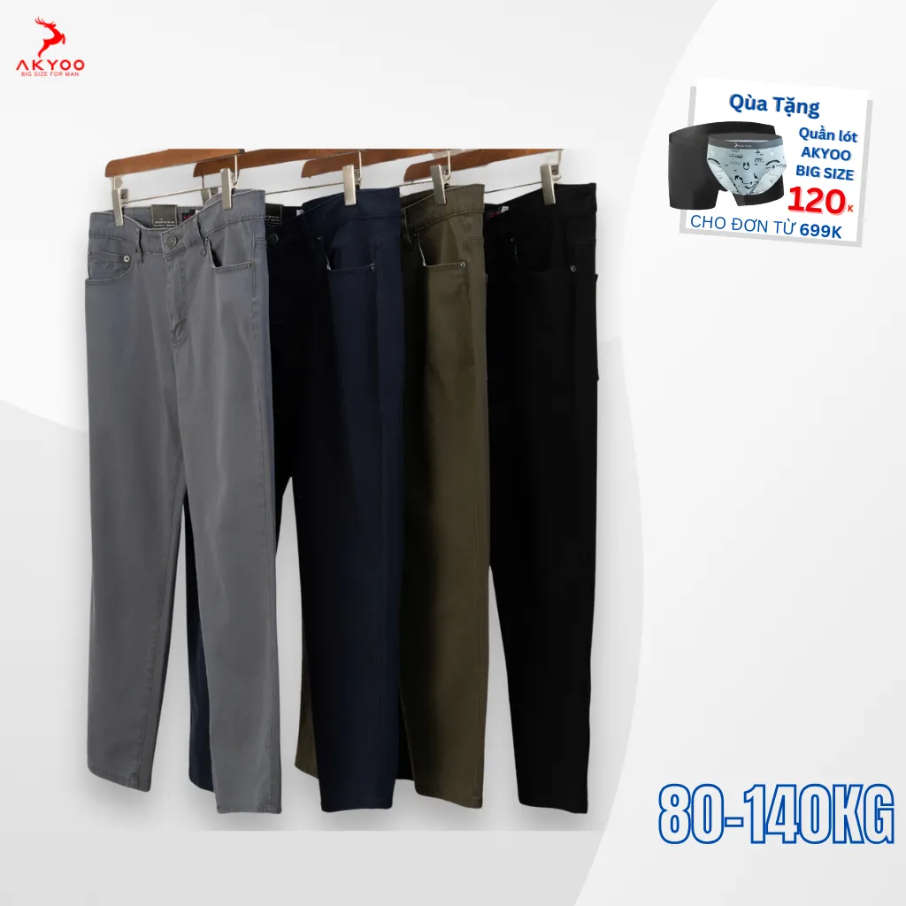 Ảnh Quần Kaki Bigsize Nam 80-140kg AKYOO Chất Liệu Cotton Co Giãn, Bigsize Nam - KAKI 1