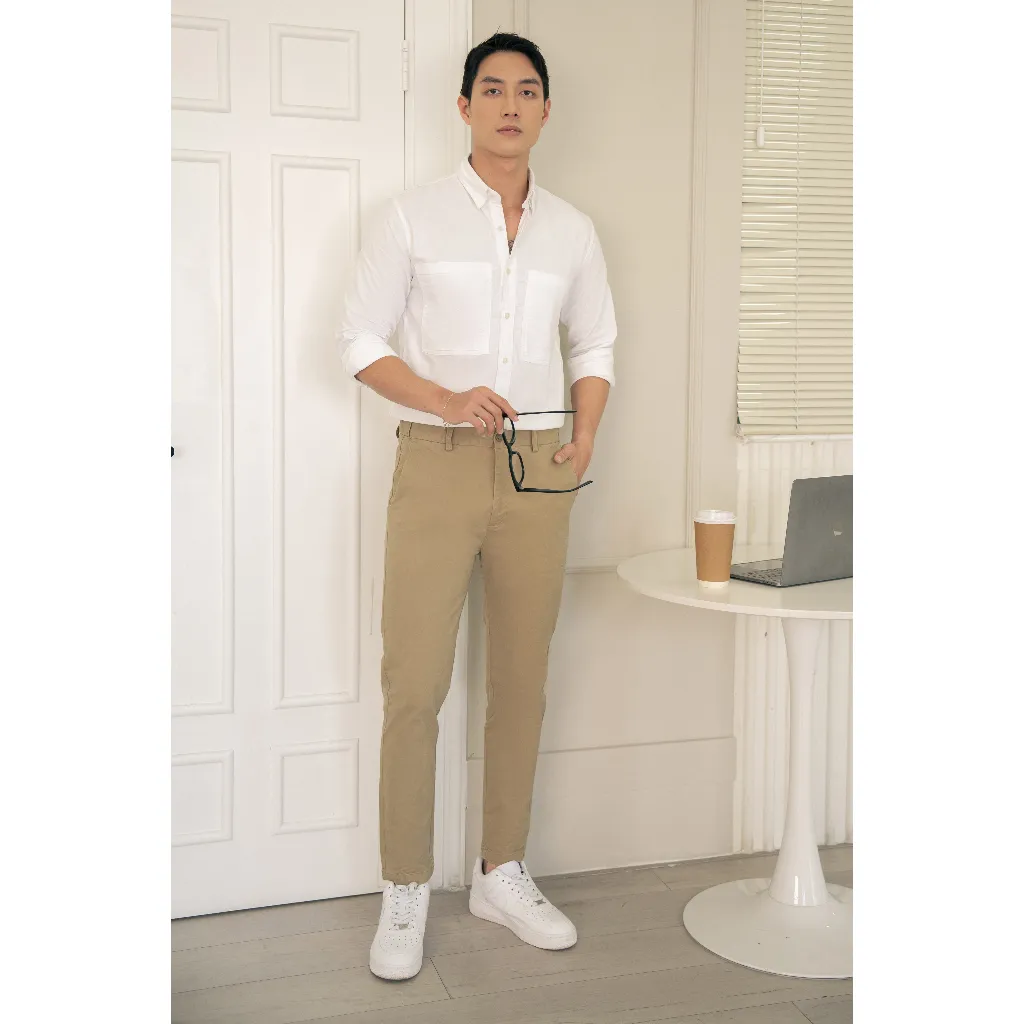 Ảnh Quần Kaki Dài Nam Cao Cấp Beige Kaki Chinos 2.0 BY COTTON 4