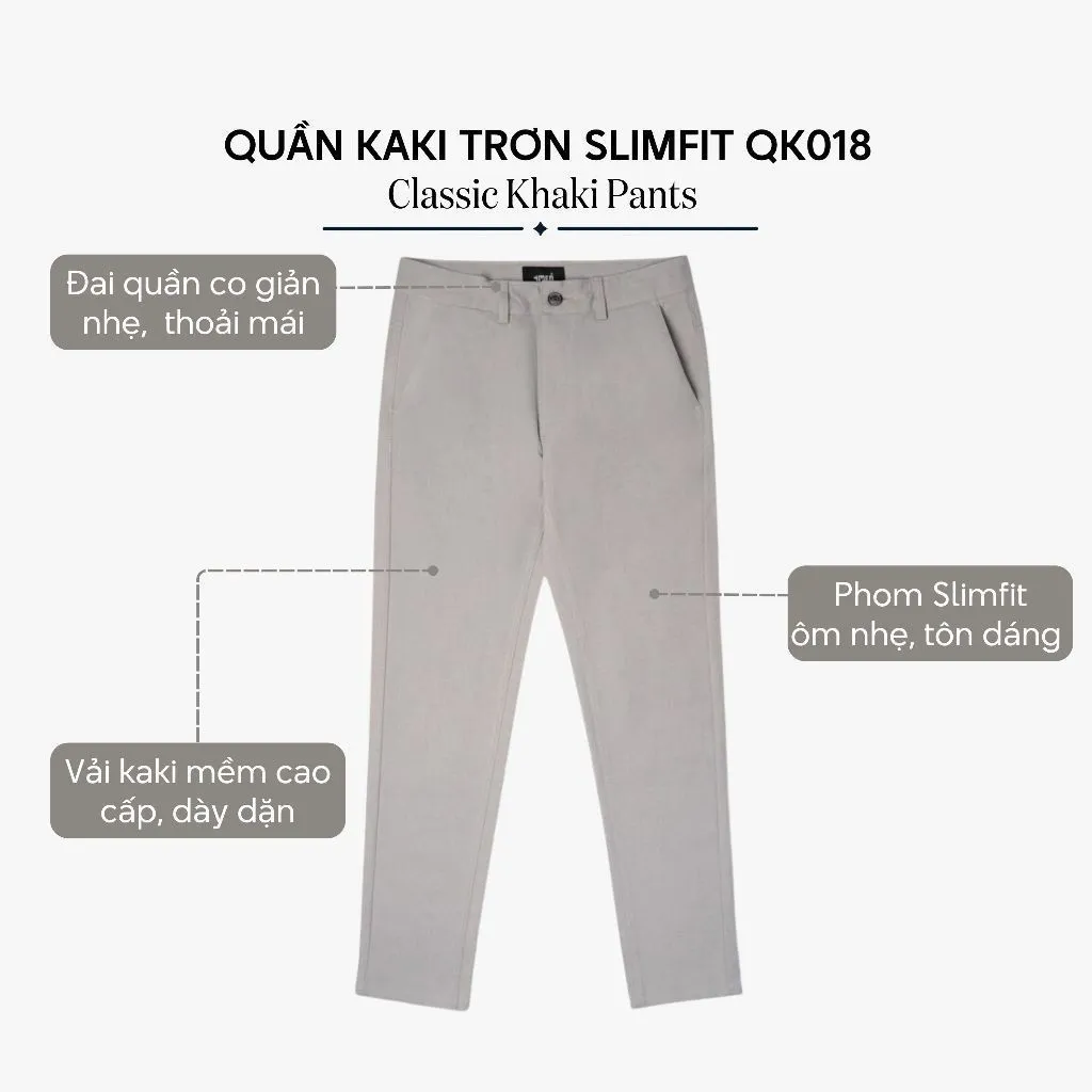 Ảnh Quần kaki dài nam trơn 4MEN QK018 form slimfit ôm tôn dáng, vải mềm mại, co giãn tốt, trẻ trung 3