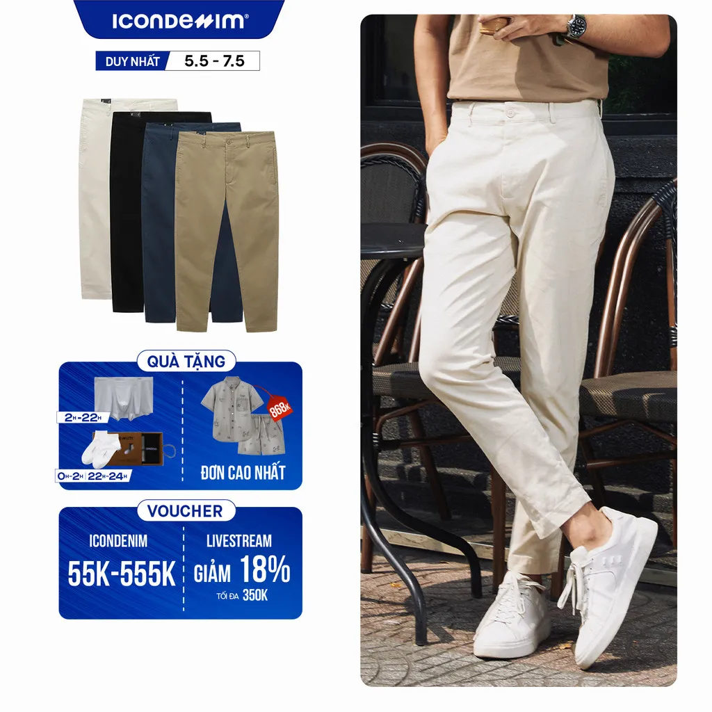 Ảnh Quần Kaki Nam ICONDENIM Slimfit Assemble QKID0025 1