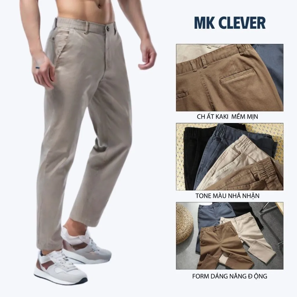 Ảnh Quần kaki nam MK CLEVER slimfit pants, lưng thun, chất vải kaki mềm mịn, ống suông, form đứng dáng 1